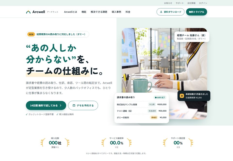 スタートアップのサイトデザイン案4（Arcwell（仮））
