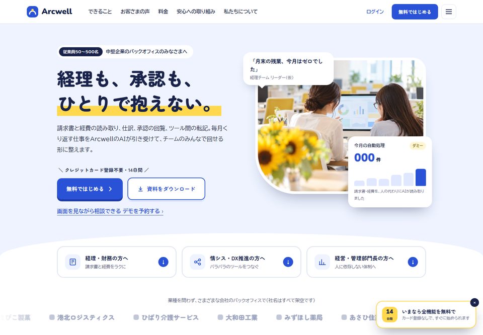 スタートアップのサイトデザイン案5（Arcwell（仮））